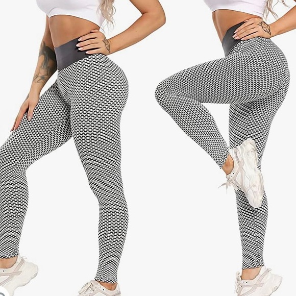 Tik Tok Leggings Butt Scrunch Leggings Gray Waffle Weave Super Stretchy Small - Picture 3 of 13